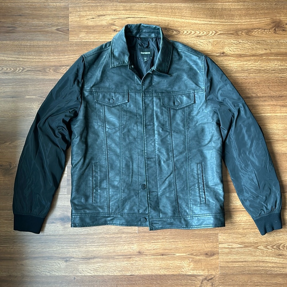 Express Men Faux Leather Jacket Large